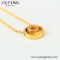 44436 xuping jewelry 24k gold plated double round eternity fashion necklace